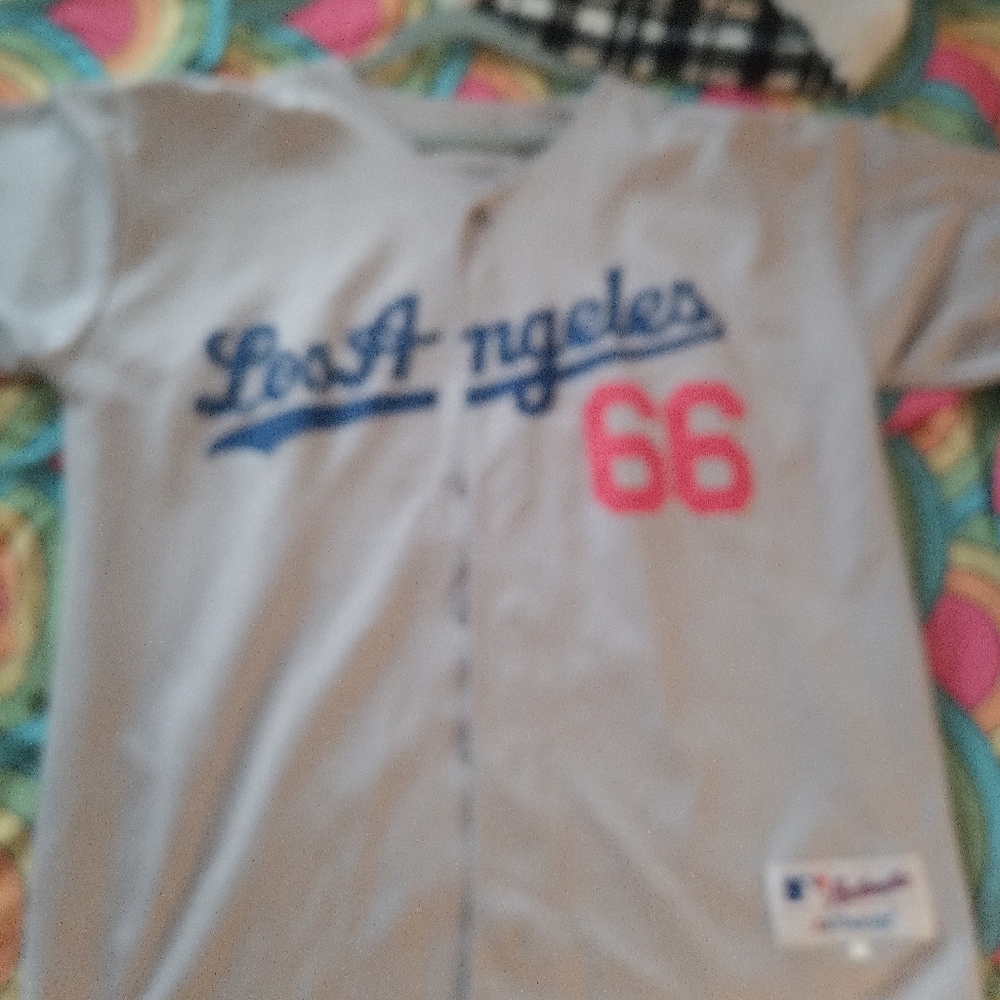 Gray Los Angeles Jersey with Pink and Blue Accents